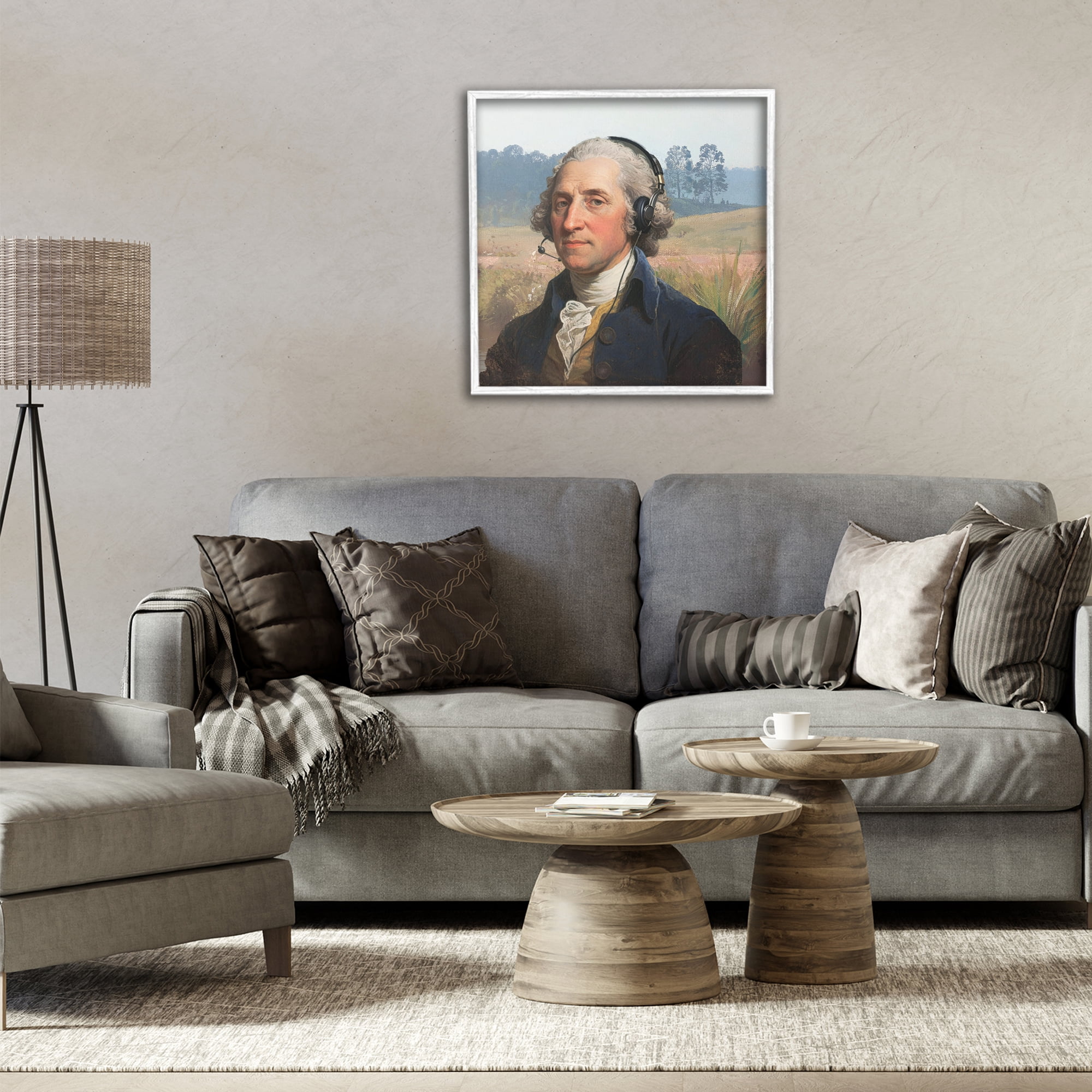 Stupell Industries Classical Gentleman with Headset White Framed Giclee Art, design by CAD Designs