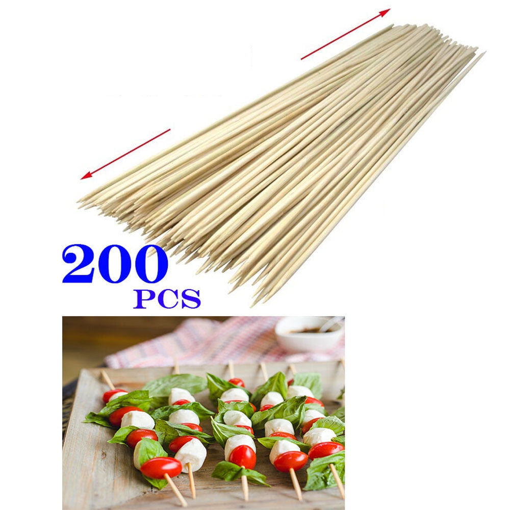 200 Bamboo Skewers Sticks For Barbecue BBQ Shish Kebab Fruit Wooden Sticks UK 