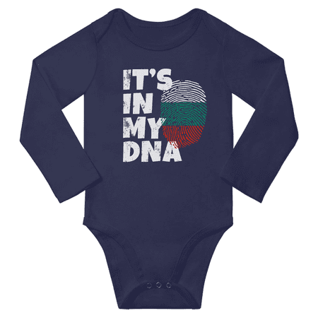

It s In My Bulgarian DNA Baby Long Sleeve Bodysuit (Navy 12 Months)