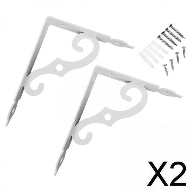 2x de 2 Soportes de Estante con Tornillos Accesorios Flotantes Estante de Metal Decorativo Estante de Pared Soportes de Estante de Pared para 2 piezas