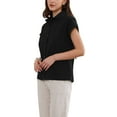 thumbnail image 4 of INSPIRE CHIC Cotton Linen Shirts for Women Button Down Short Sleeve Shirt Summer Casual Beach Blouses Tops M Black, 4 of 6