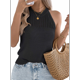 thumbnail image 3 of Camisetas de Tirantes de Crochet de Verano para Mujer 2025, Suéter Informal de Cuello Redondo, Holgado, Sin Mangas, Color Negro, Talla XL, 3 of 7