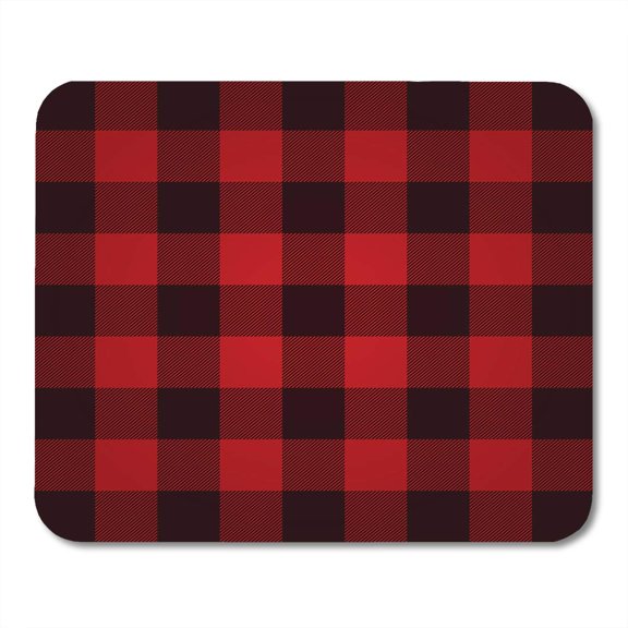 SIDONKU Red Buffalo Lumberjack Plaid Pattern Check Black Flannel Small Lumber Mousepad Mouse Pad Mouse Mat 9x10 inch