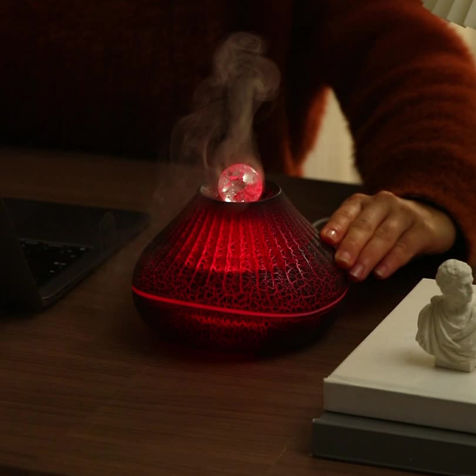 Jubipavy 2024 New Colorful Simulation Flame Aromatherapy Machine USB Home Humidifier Crack Flame Bead Aromatherapy Machine