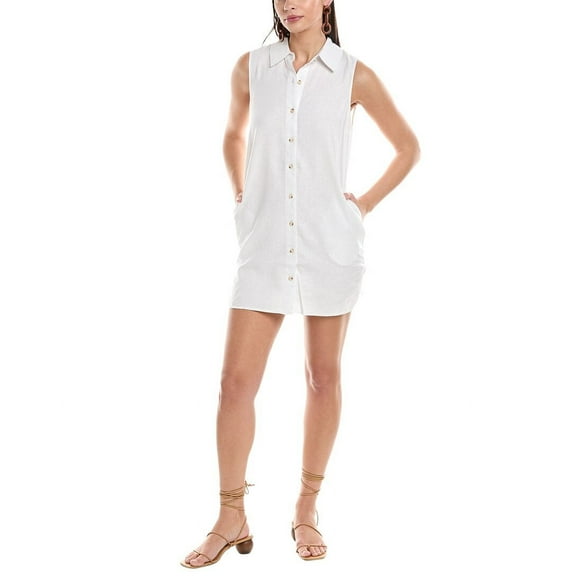 Onia womens  Air Linen-Blend Shirtdress, l, White