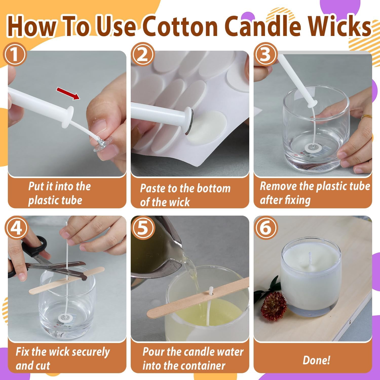 TAETOE 130 Pcs Candle Wicks for Candle Making Kit: 100 Cotton & 30 Wood Wicks with Complete Tool Set (Wick Stickers, Candle Tabs, Tweezers, Pen), for Soy Beeswax DIY Candles