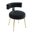thumbnail image 4 of Accent Chair Set of 2, Leisure Dining Chair with Curved Back and Round Seat, Upholstered Makeup Chair with Gold Metal Legs, Velvet Side Chair Vanity Chair for Living Room, Bedroom, Black, 4 of 7