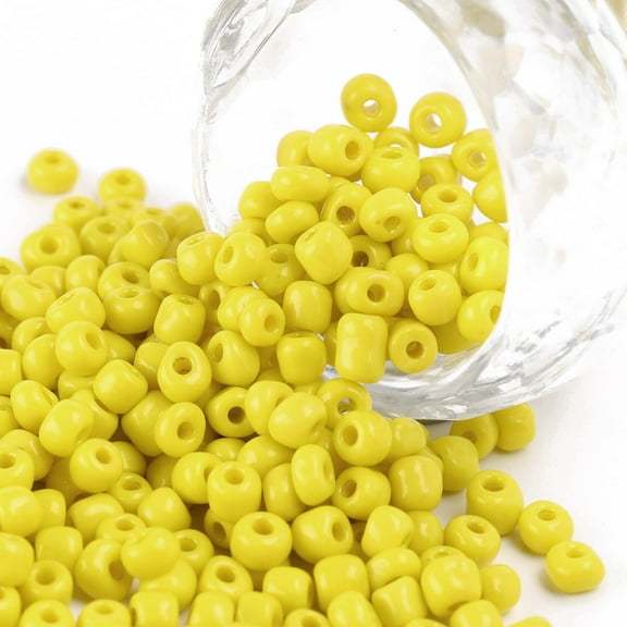 Glass Seed Beads Opaque Colours Seed Round Yellow Size: about 4mm in diameter hole:1.5mm about 1000pcs/100g