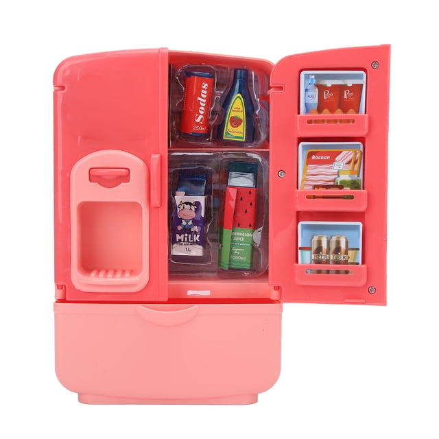 Little Chef Jouet, Mini Réfrigérateur Jouet Parfait pour Jouer Grande Capacité Matériau ABS Rangement à Partition Interne pour Enfant Cadeau Bleu, Rose