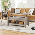 thumbnail image 2 of Fullfurnique Table Basse Relevable 104 cm avec Compartiment Caché et 2 Étagères Ouvertes, Gris, 2 of 9