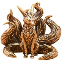 Brass Fox Statue Seven/Nine Tailed Fox Miniature Figurines Desk Ornament Mini Copper Animal Sculpture Home Decor