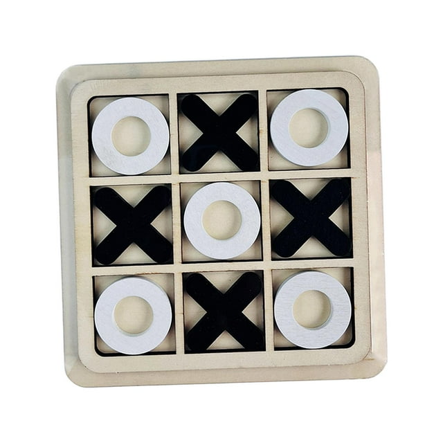 Tic TAC Toe Game XO Table Toy Party Favors Rustic for Kids Adults Tabletop Decor black white