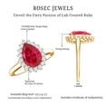 thumbnail image 5 of Rosec Jewels Lab Grown Ruby Ring with Diamond Halo for Women - 2.9 Carat - AAAA Grade Certified, 18K Yellow Gold, US 9.00, 5 of 8