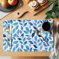 thumbnail image 2 of Spring Leaves Placemats Set of 12 Blue Plants Country Botanical Leaf Place Mats Indoor Wipeable Table Mats Washable Cloth Dining Table Placemats for Kitchen Holiday Party Home Decor 13x19 Inch, 2 of 9