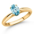 thumbnail image 2 of Gem Stone King 10K Yellow Gold Blue Zircon Solitaire Engagement Ring for Women (1.25 Cttw, Oval 7X5MM, Gemstone December Birthstone, Available in Size 5, 6, 7, 8, 9), 2 of 4