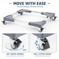 thumbnail image 4 of Appliance Dolly Cart with 4 Locking Twin Wheels, Mini Fridge Stand with Wheels, Adjustable Washing Machine Stand, Mobile Roller Base 16 to 24-3/8 in, 400 lb Capacity for Dryer & Refrigerator, 4 of 7