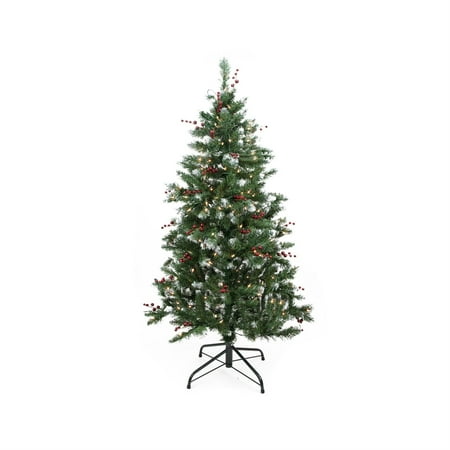 4 5 pre lit frosted denver pine with berries medium 4 5 pre lit frosted denver pine with berries medium