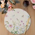 thumbnail image 3 of Flower Floral Round 13 Inch Placemats Set of 6, Blue Pink Daisy Botanical Countryside HeatResistant Non Slip Place Mats for Dining Table, Wipeable Braided Kitchen Table Mats for Housewarming, 3 of 9