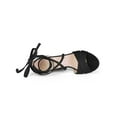 thumbnail image 4 of BLISSFUL STEP Women's Sandals Solid Crisscross Block Heels High Heel Lace up Sandals Black 7.5, 4 of 8