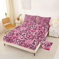 thumbnail image 2 of Manfei Vintage Leopard Print Bed Sheets,Pink Princess Bow Full Size Sheets,4 Pieces,1 Flat Sheet,1 Fitted Sheet and 2 Pillowcases, 2 of 6
