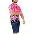 thumbnail image 6 of HAPPY BAY Men's Hawaiian Shirts Short Sleeve Button Down Shirt Men's Tropical Shirts Casual Holiday Summer Party Caribbean Shirts for Men Funny 7XL Landscape Sea, Autumn Pink For Dad, 6 of 6