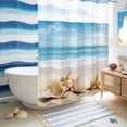 thumbnail image 5 of No Hook Shower Curtain, Beach Coastal Shower Curtains for Bathroom with See Through Top Window, Summer Nautical Seaside Starfish Shell Waterproof & Washable Bath Curtain 60"x72", 5 of 9