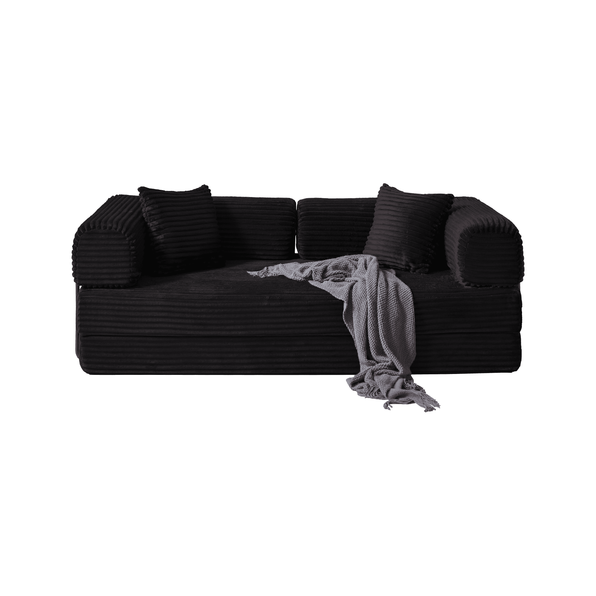 BSHTI 4-in-1 Modular Convertible Sofa Bed – No Assembly Required, Vacuum Compressed, High-Density Foam, Corduroy Fabric, Foldable Floor Couch, Space Saver, for Apartment Dorm Office