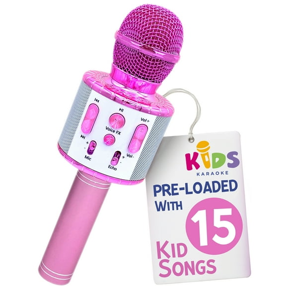 Move2Play Kids Star Karaoke, Kids Bluetooth Microphone, 15 Pre-Loaded Nursery Rhymes, Boy & Girls Toy, Gift for 2, 3, 4, 5, 6 Years Old