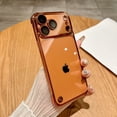 thumbnail image 1 of for iPhone 17 Pro Transparent Frameless Back Cover + Camera Lens Protector, Luxury Hard PC Anti-Scratch Shock-Absorbent Glossy Lightweight Borderless Cover, Support Wireless Charging, Orange, 1 of 9