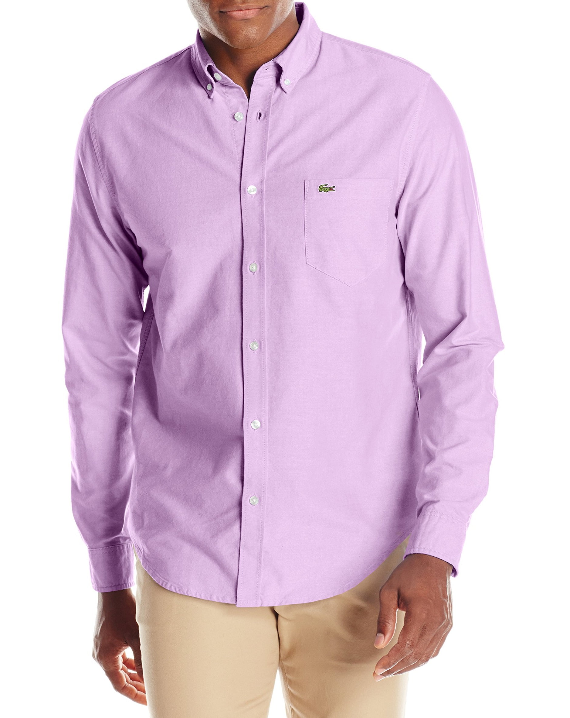 Lacoste NEW Purple Mens Size 2XL Short Sleeve Button Down Shirt
