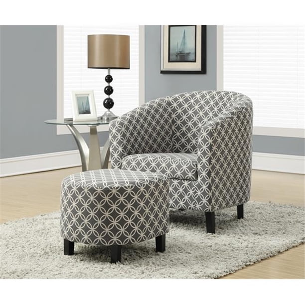 Grey Circular Fabric Accent Chair And Ottoman - Walmart.com - Walmart.com