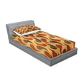 thumbnail image 2 of Ambesonne Abstract Fitted Sheet & Pillow Sham Set, Tiling Wavy Shapes, Twin, Brown Black, 2 of 2