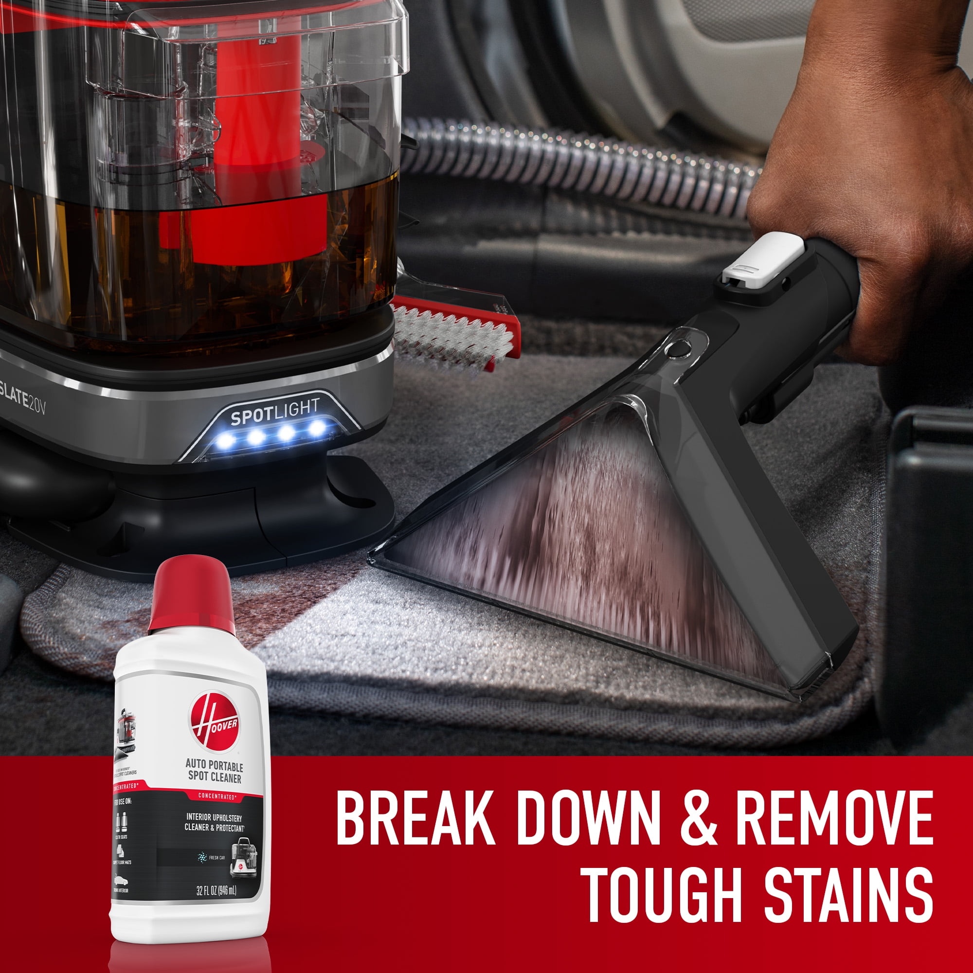 Hoover Auto Portable Spot Cleaning Solution, Fresh Car Scent, for Auto Interior, Seats, Floor Mats, Trunk, Protectant, Pet Messes, AH31717, 32 oz.