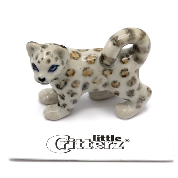 Little Critterz Snow Leopard “Sarani” Miniature Porcelain Figurine, Hand-Painted Collectible Big Cat Statue, Wildlife Home Décor Display Piece, Gift for Animal Lovers and Collectors