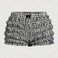 thumbnail image 7 of DHFJKG Women's Ruffle Shorts Plaid Bloomer Shorts Elastic Waist Cute Summer Bottoms Hot Pants, 7 of 7