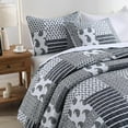 thumbnail image 5 of Quilt Set Twin Size, 2 Pieces Bedspread Coverlet Plaid Patchwork Quilt Farmhouse Twin Size Comforter Set Lightweight Bedding with 1 Pillow Cover Sham for All Season Gray, 5 of 12