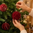 thumbnail image 5 of Dreisshy Christmas Balls Ornaments for Christmas Tree 10Pcs, Flocked Christmas Bulb Ornaments Set - Decorative Hanging Baubles, Shatterproof Christmas Decorations, Red, 5 of 7