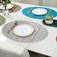 thumbnail image 3 of Tnobhg 2Pcs Bamboo Pattern Placemat Oval Anti-scald Heat-Resistant Non-slip Waterproof Heat Insulation PVC Dishwasher Safe Dining Table Decoration Pad Kitchen Supplies, 3 of 8