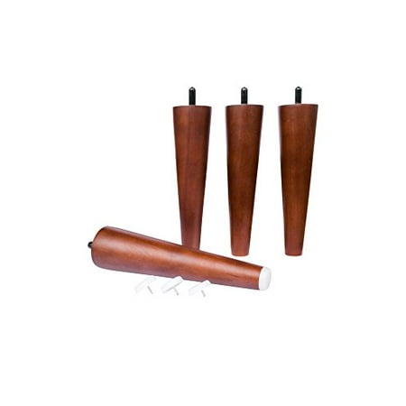 7 Mid Century Modern Tapered Legs Walnut Finish Set Of Four 100 Solid Wood Sofa Legs Includes Removable Floor Protecting Glides