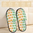 thumbnail image 2 of Honeii St. Patrick's day argyle Print Furry Slippers Bedroom Slippers for Women and Men Fuzzy Plush Comfy Faux Fur Lined Slide Shoes -Medium, 2 of 8