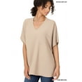 thumbnail image 4 of Zenana Women & Plus V Neck Woven Airflow Dolman Short Sleeve Blouse Top with Front Pocket, 4 of 4