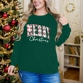 thumbnail image 4 of GUZOM Womens Green Christmas Pullover - Plaid "Merry Christmas" Letter, Soft 100% Polyester, Relaxed Fit Sweatshirt (XS to XL),Size L, 4 of 8