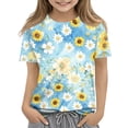 thumbnail image 3 of Cute Summer Tops for Girls Size 7 Soft Casual Short Sleeve Crew Neck Girls Tops Funny Daisy Graphic Tees Girls Fashion Tunic Tops Blue 5-6 Years, 3 of 6