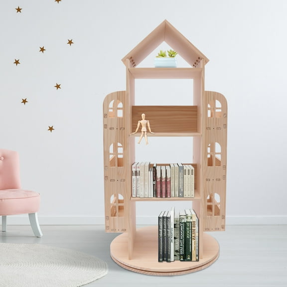Rotating Bookshelf 360 Display Floor Standing Bookcase Storage Rack for Kids Children's Bookshelf, Book Display Stand, Wood Book Shelf Organizer for Kids, Storage Book Display Case Bookrack