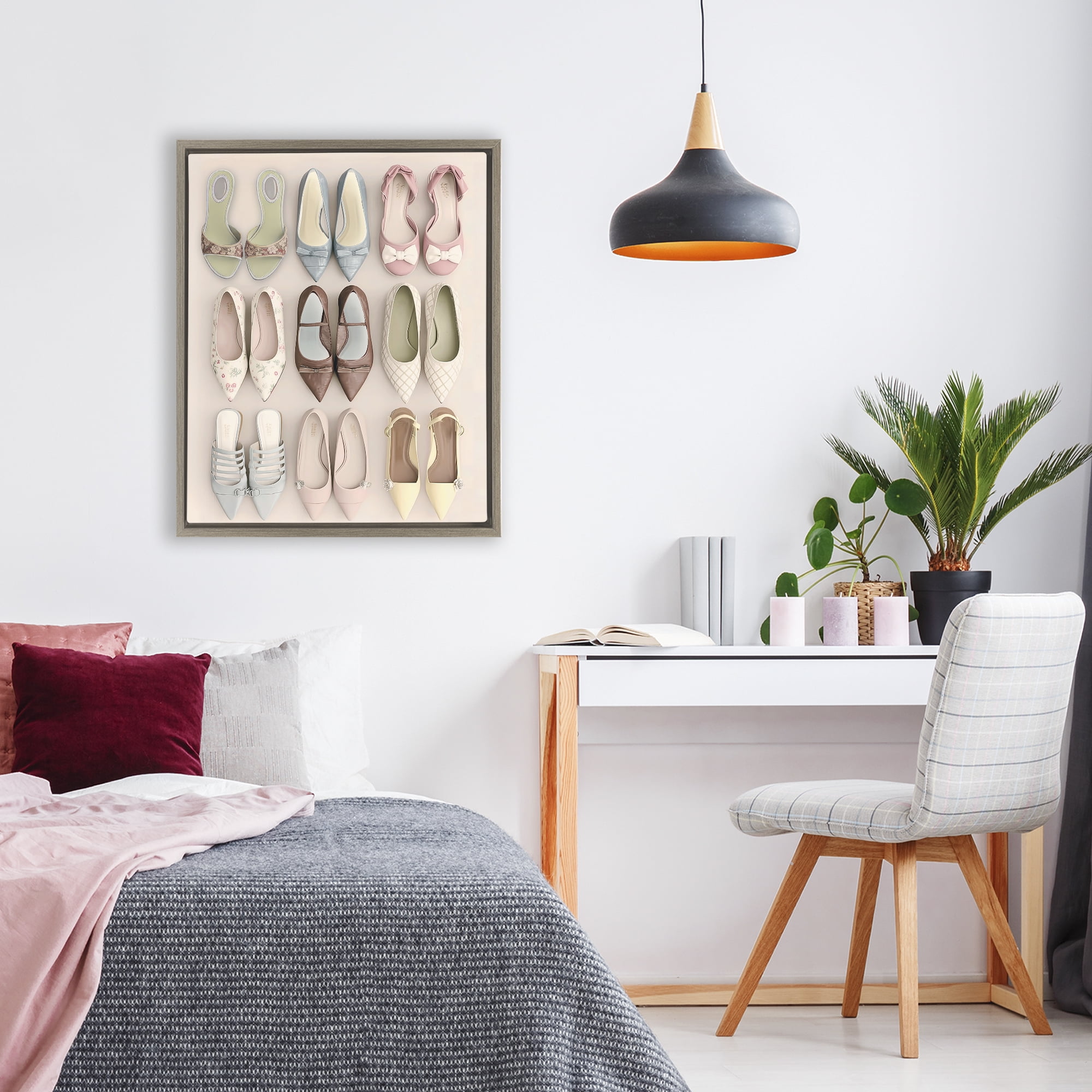 Beatrice's Closet Shoes Brown Framed Floater Canvas Wall Art, design by Annabelle Hall