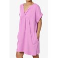 thumbnail image 3 of Robe Mini Babydoll en Gaze de Coton à Manches Courtes Col en V Décontractée pour Femmes, 3 of 7