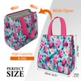 thumbnail image 3 of Pioneer Flower Floral Print Pattern Insulated Lunch Bag for Women & Adults,Large Portable Soft Cooler Lunch Bag,Thermal Food Storage Tote with Pearl Cotton,8.66L,8.75x5.75x9.5 Inch, 3 of 6