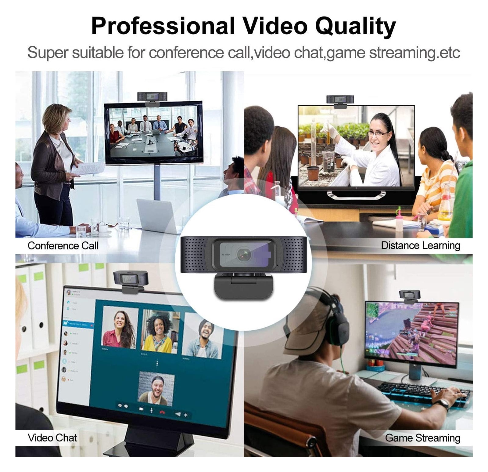 Webcam Hd 1080P With Privacy Shutter USB Camera Computer PC Laptop Autofocus With Microphone For Conferencing, Live Streaming, Recording ,HD Video