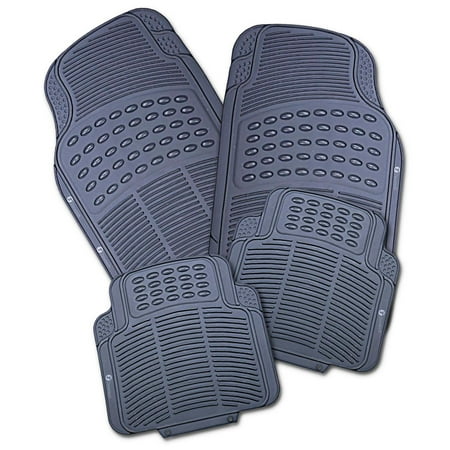 Tri Grip Interior Mat Zone Tech All Weather Rubber Semi Pattern Car Interior Floor Mats ? 4-Piece Set Gray Heavy Duty Car Interior Floor Mats ()