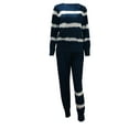 thumbnail image 5 of Avamo Ladies Nightwear Suit 2 Pieces Pjs Sleep Pajamas Set Lounge Elastic Waist Trousers Sleepwear Outfits Tie Dye Crew Neck Home Clothes Dark Blue M, 5 of 7